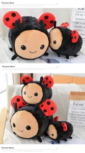 Cute ladybug plush toy soft stuffed insect pillow cute doll pillow kids birthday gift