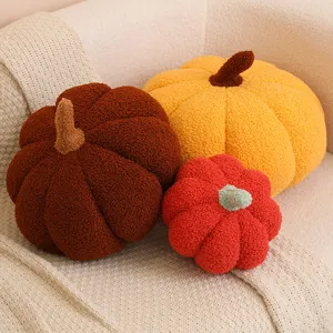 Lot de coussins en peluche citrouille, adorables oreillers décoratifs pour canapé et salon.