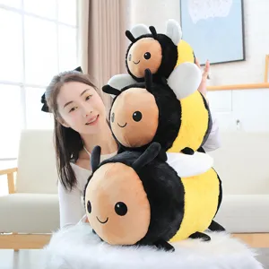 Cute stacked bee plush toy cute stuffed animal soft bee pillow for kids and home decor