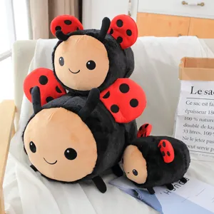 Cute ladybug plush toy soft stuffed animal doll pillow for children gift family set item