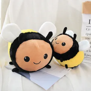 Cute plush bee toy stuffed animal soft cartoon bee doll pillow for kids gift main view