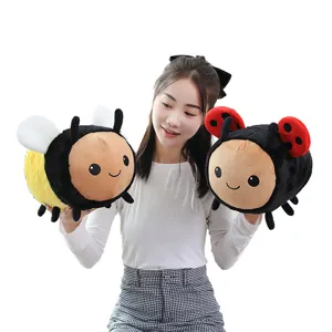 Cute bee and ladybug plush toys pillow, soft stuffed animal doll gifts for kids girls.