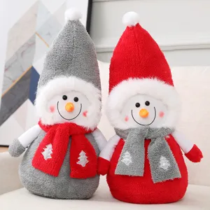Cute Christmas Snowman Plush Toy Couple Stuffed Doll With Scarf Soft Winter Holiday Festival Gift Home Decor