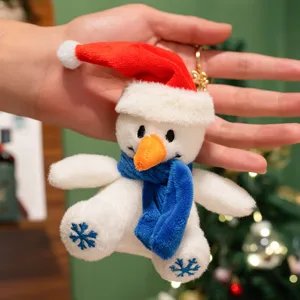 Joli mignon bonhomme de neige en peluche porte-clés pendentif sac poupée douce décoration