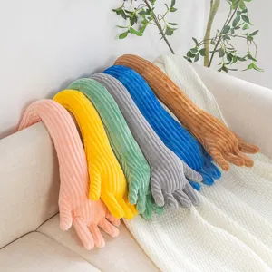 Creative Nordic colorful palm plush pillow sofa long cushion for cozy bedroom sleeping