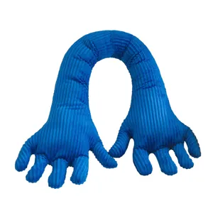 Blue corduroy palm shaped plush pillow novelty hand hug cushion sleeping leg pillow main