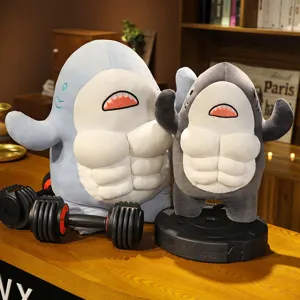 Creative Muscle Shark Plush Toy Funny Stuffed Animal Doll Soft Sleeping Pillow Cute Boyfriend Gift For Kids Adults