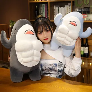 Creative muscle shark plush toy cute stuffed animal boyfriend gift soft hug pillow