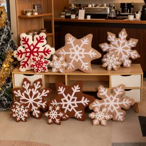 Cute Christmas Snowflake Plush Toy Pillow Holiday Gift Stuffed Doll Snowflake Shaped Pendant Soft Teddy Fleece Home Decor
