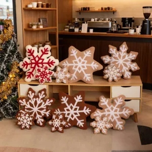 Christmas snowflake plush throw pillow cute holiday gift soft home decoration toy