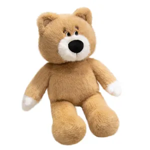 Cute brown plush teddy bear toy, soft sitting animal doll for girls room decor and gifts.