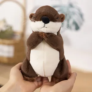 Cute brown otter plush toy detailed view, soft stuffed animal figurine for kids gift.