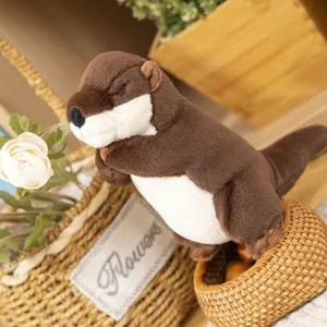 Cute praying otter plush toy stuffed animal doll soft brown otter toy for kids gift