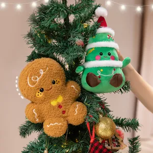 Weihnachten Plueschspielzeug Set, suesse Lebkuchenmann und Baum Puppen, Feiertag Geschenk.