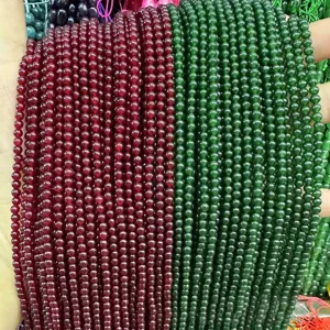 Perles en Pierre Naturelle Rondes Jade de Malaisie Calcédoine Rouge Perles Intercalaires pour Fabrication de Bijoux DIY Bracelet Collier Accessoires Perles Boules