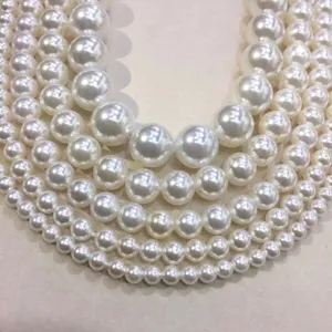 Perles de Coquille Artificielles Lisses Rondes Brins de Perles en Vrac Pour La Fabrication de Bijoux DIY Colliers Bracelets