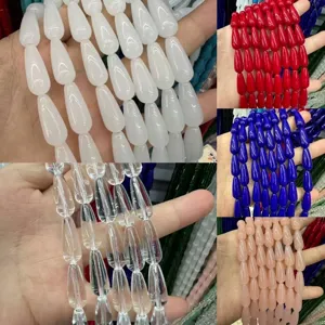 Cuentas de Gota de Cristal Artificial Pulido Para Fabricación de Joyas DIY Cuentas Sueltas Lisas Para Collar Pulsera Accesorios de Manualidades