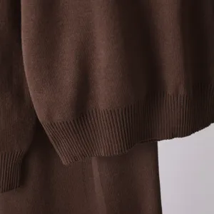 Brown knit sweater detail texture closeup, premium ribbed cuff design for women autumn wear.