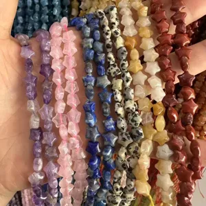 Natural Stone Star Beads 8mm Polished Gemstone Crystal Agate Tiger Eye Loose Beads For DIY Jewelry Making Crafts Findings