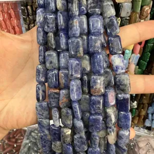Blaue Natursteinperlen in rechteckiger Form für DIY-Schmuckzubehör