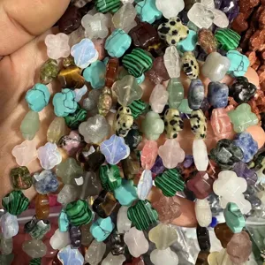 12mm faceted natural stone clover beads for DIY jewelry making multi-color assortment