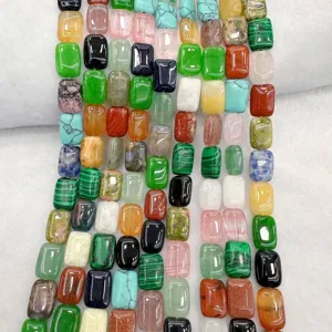 Polished Natural Stone Agate Tiger Eye Rectangular Beads For Jewelry Making DIY Accessories Loose Gemstone Beads