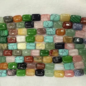 Mixed colorful natural stone rectangular beads for DIY jewelry making accessories