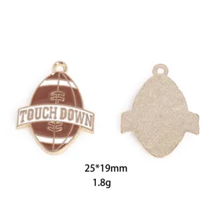 Pendentif charm en métal émaillé motif football américain pour fabrication bijoux.