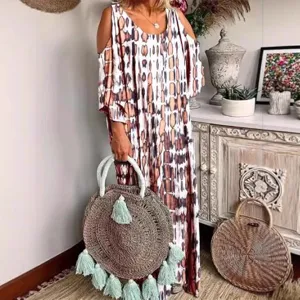 Vestido largo bohemio mujer verano floral con hombros descubiertos vestido de playa