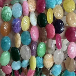 Ovale Eiförmige Doppel-Cabochon Naturstein Perlen Optimierter Chalzedon DIY Schmuckzubehör Für Halsketten Armband Herstellung