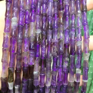 Natural purple stone bamboo tube beads 5x12mm for handmade DIY jewelry crafting