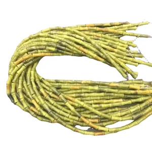 Natural olivine jade bamboo tube beads 5x12mm for DIY necklace and bracelet crafts