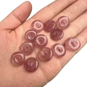 Premium 15mm natural strawberry quartz ping'an buckle beads for DIY bracelet jewelry making