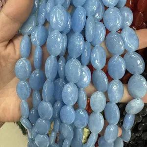 13x18mm hellblaue ovale Natursteinperlen für DIY-Schmuckherstellung Zubehör