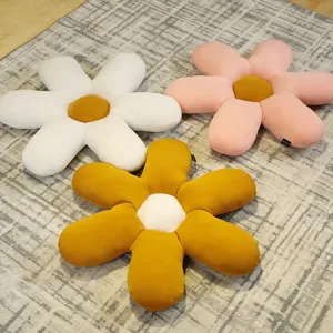 Coussin fleur style nordique doux peluche oreiller de sol jolie déco de chambre