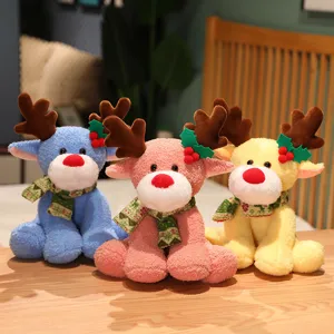 Cute Christmas Elk Plush Toy Stuffed Reindeer Doll Soft Cartoon Animal Pillow Festive Home Decor Holiday Gift