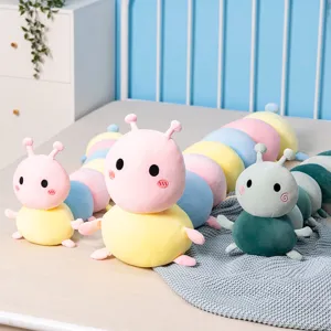 Niedliche Raupe Plüsch Langkissen weiches Stofftier Kuschelkissen für Mädchen und Kinder