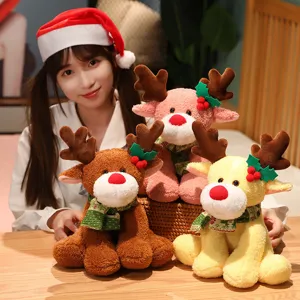 Christmas plush reindeer toy cute stuffed elk doll holiday gift for kids and home
