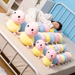 Niedliches buntes Raupen Plüschkissen langes weiches Kuscheltier für Mädchen Bett