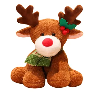 Christmas reindeer plush toy cute stuffed animal soft holiday gift for kids home decor
