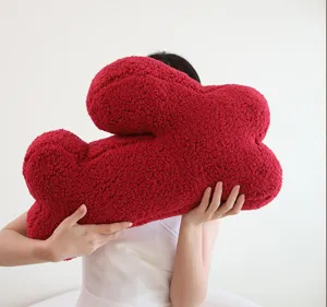 Nordic rabbit plush pillow, irregular decorative cushion for living room sofa and bed backrest.