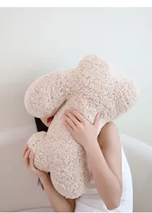 Detailed view of the soft fluffy irregular plush decorative pillow, perfect for cozy sofa decor.