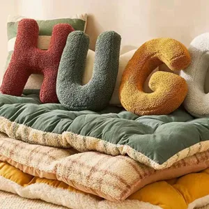 Minimalist English Letter Throw Pillow Soft Plush Toy Creative Decorative Sofa Cushion Home Living Room Bedroom Gift