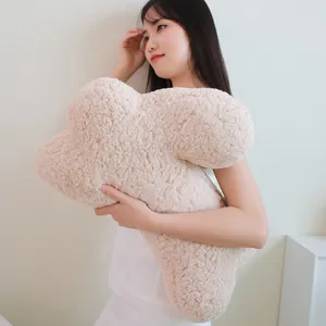 Nordic plush pillow fluffy irregular aesthetic cushion soft rabbit fleece sofa backrest decor