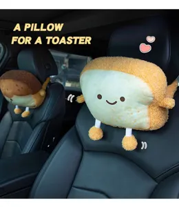 Niedliches Toastbrot Plüsch Auto Kopfstütze Kissen, weiches Cartoon Kissen für den Autositz.