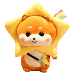 Cute star Shiba Inu plush toy, soft stuffed animal doll, creative kids gift main view.