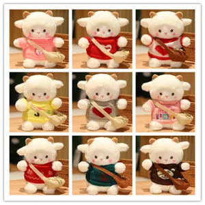 Mignon Dessin Animé Mouton Peluche Animal En Peluche Poupée Avec Pull Tricoté Doux Compagnon Cadeau Pour Filles