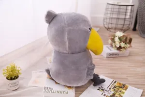 Peluche cigogne bec-en-sabot grise grand bec jaune poupée animal douce déco