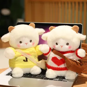 Adorable peluche de mouton avec pull et sac, poupée en peluche douce pour cadeau de filles.