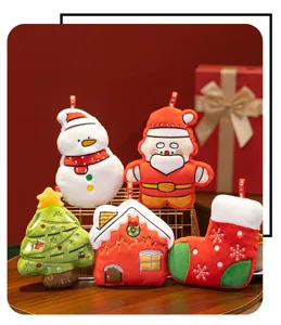 Weihnachten Pluesch Tier Anhaenger Set, suesse Weihnachtsmann Schneemann Baum Deko Geschenke